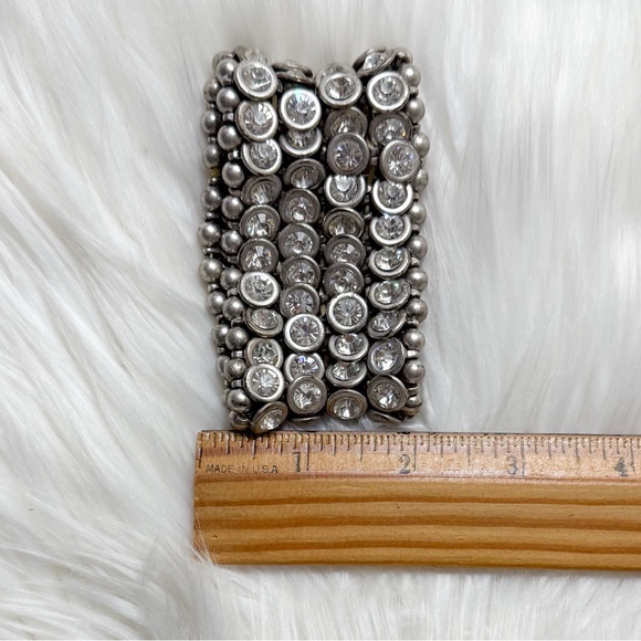 Silver Rhinestone Cuff Bracelet - Picture 2 of 2